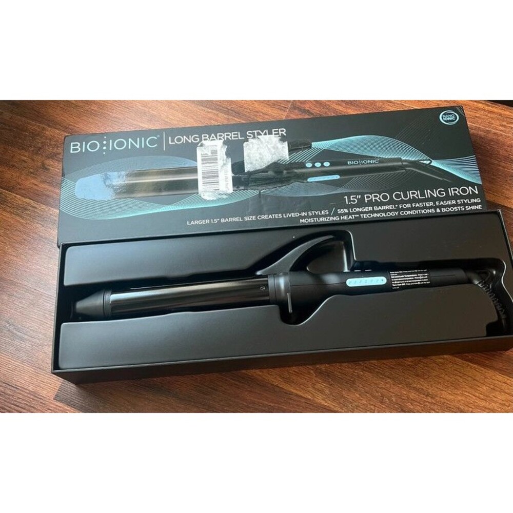 Bio Ionic Long Barrel Styler 1.5" Pro Curling Iron - New in Box